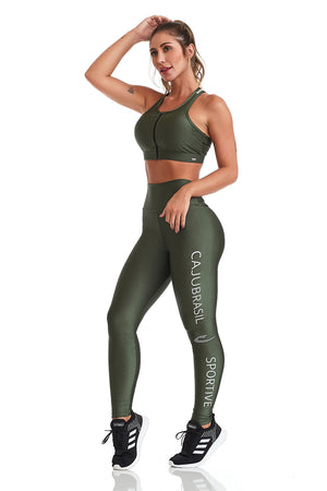 Top Sportive Zipper Green