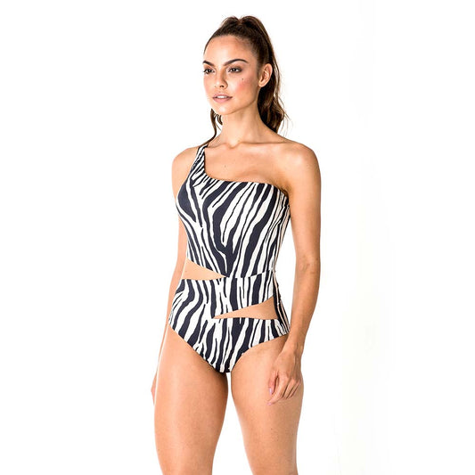 One Shoulder One Piece White & Black